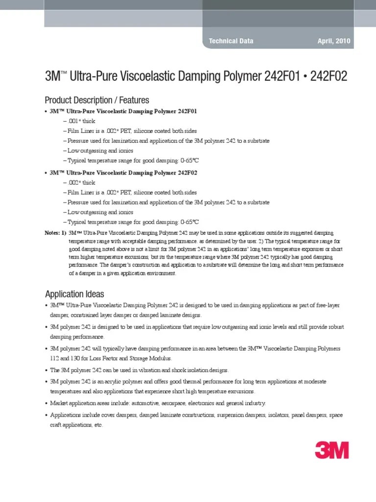 3M Visco Damping Polymer PDF Viscoelasticity Polymers