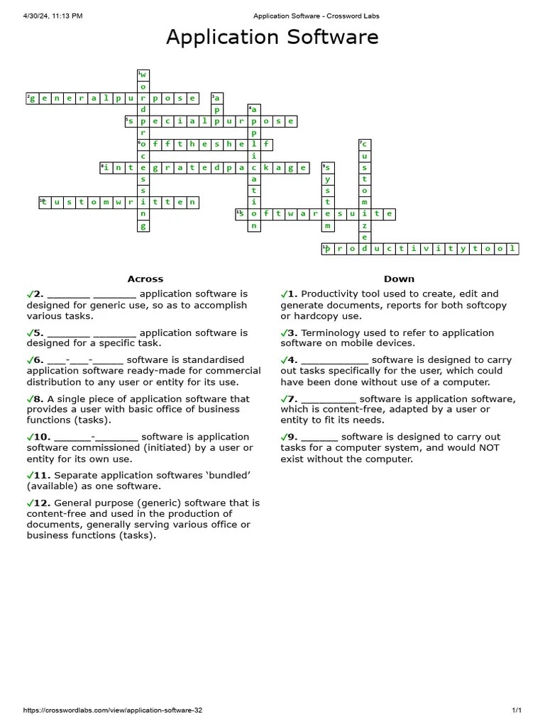 Application Software Crossword Labs PDF Software Application(06)