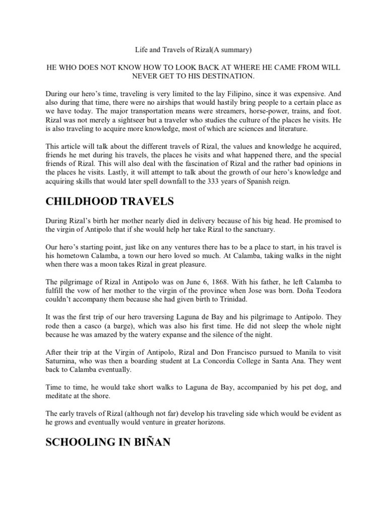 Life and Travels of Jose Rizal Summary Freemasonry Manila