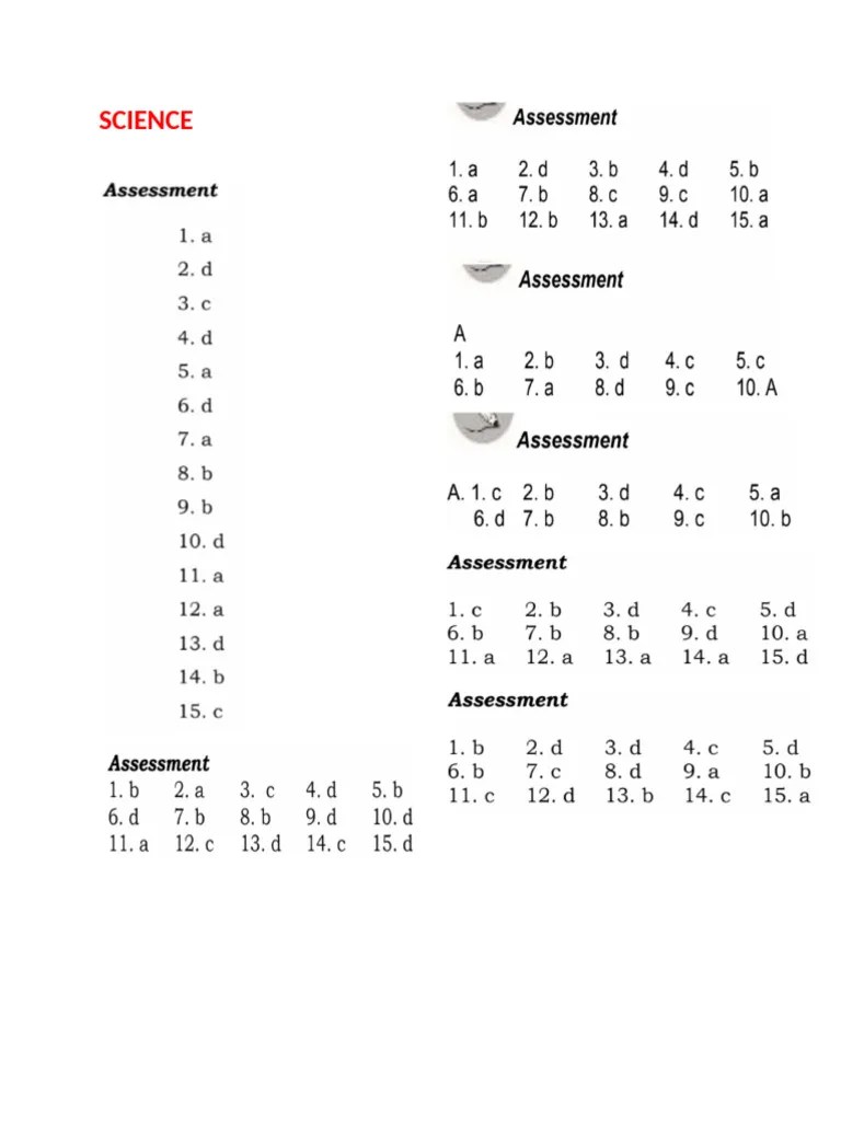 Sci - ANSWER KEY | PDF