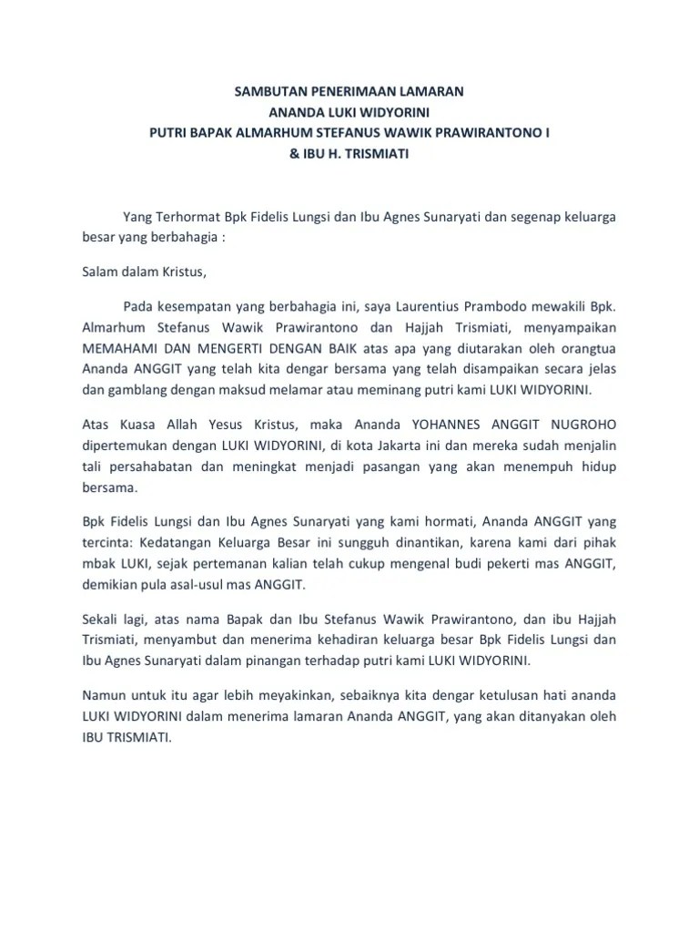 Sambutan Lamaran Pihak Pria Bahasa Jawa - Berbagi Lamaran