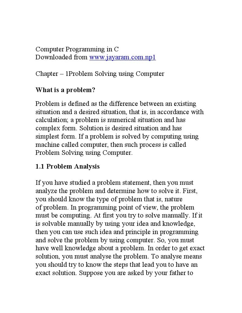 Computer Programming in C Algorithms Computer Program