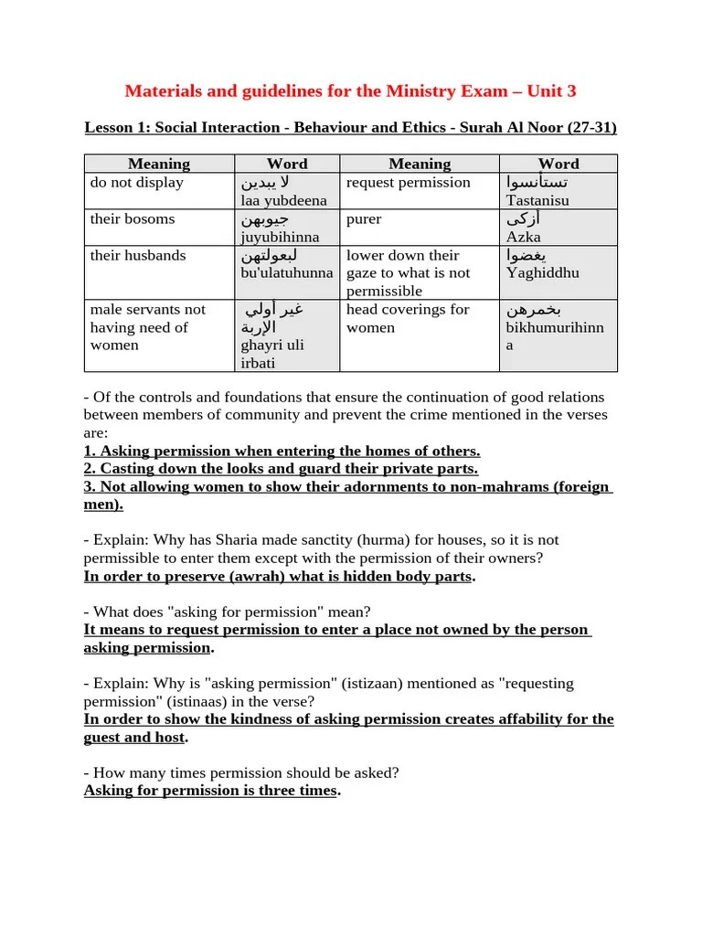 Materials and Guidelines For The Ministry Exam g12 E28093 Unit 3 PDF