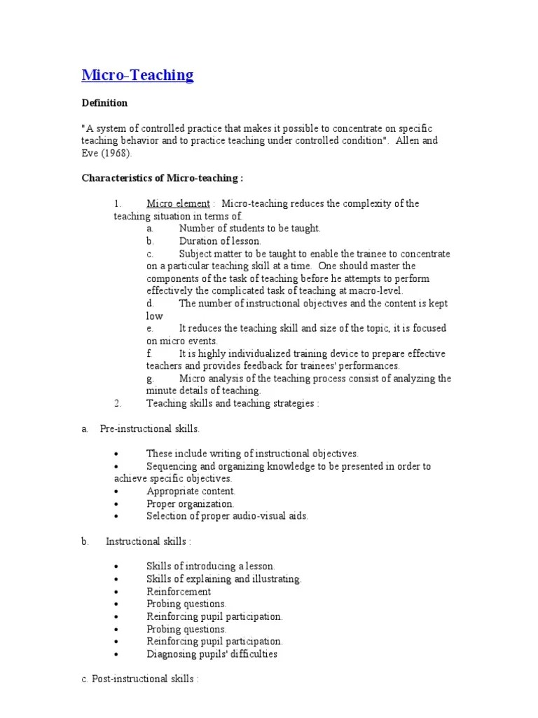 Micro Teaching | PDF | Reinforcement | Teachers