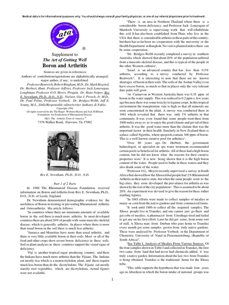 Boron and Arthritis PDF