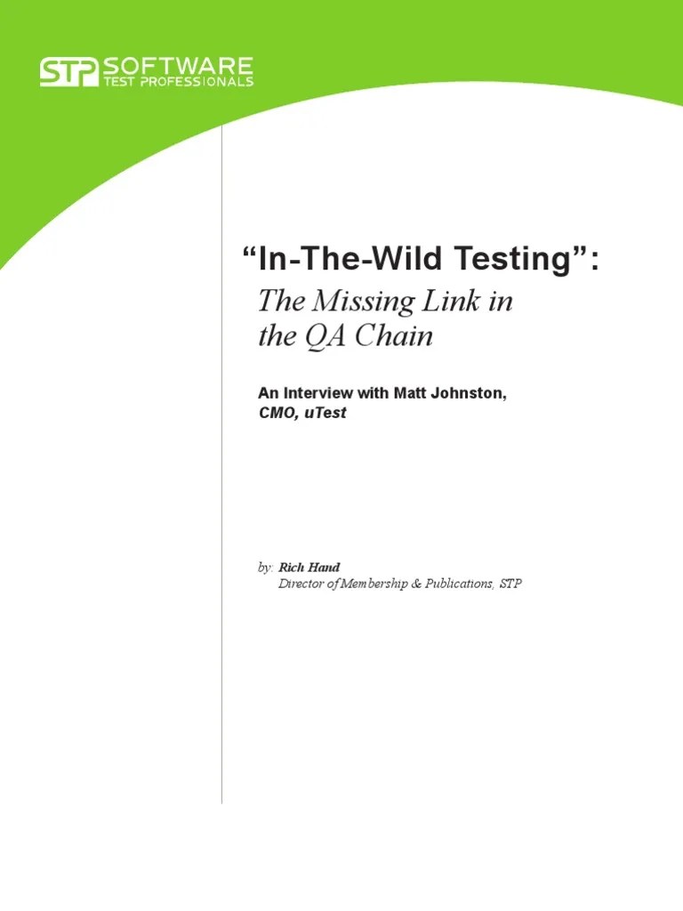 In the Wild Testing Software Testing Technology