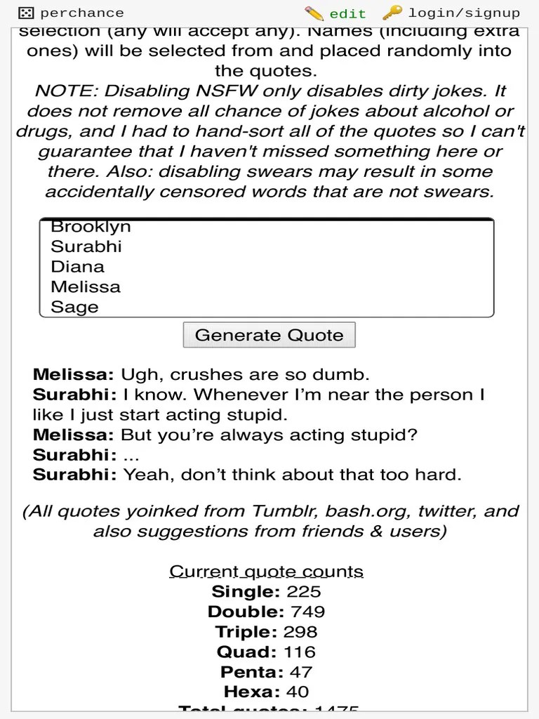 Perchance NSFW Quote Generator PDF