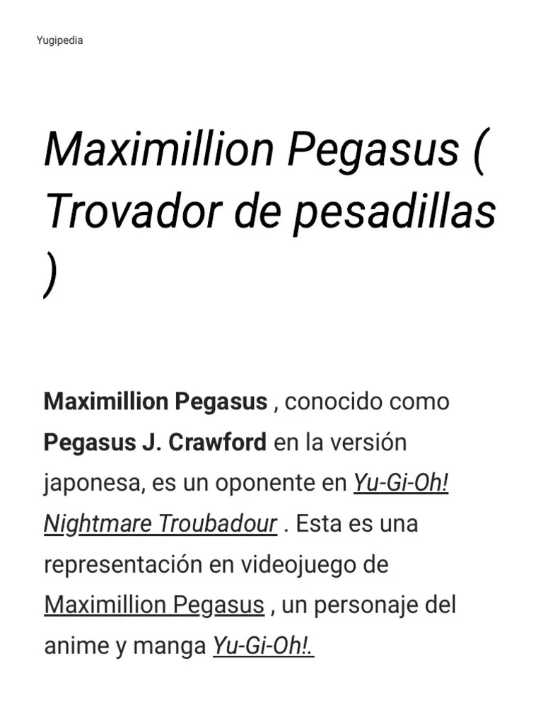 Maximillion Pegasus en YuGiOh! PDF