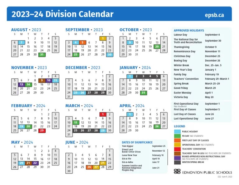 Edmonton Public School Calendar 202324 PDF Public Holiday Festival