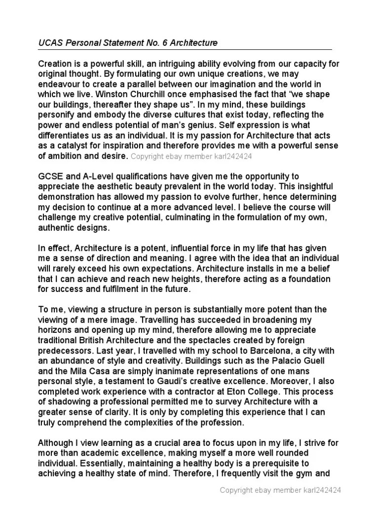 UCAS Personal Statement No6 Mind Aesthetics
