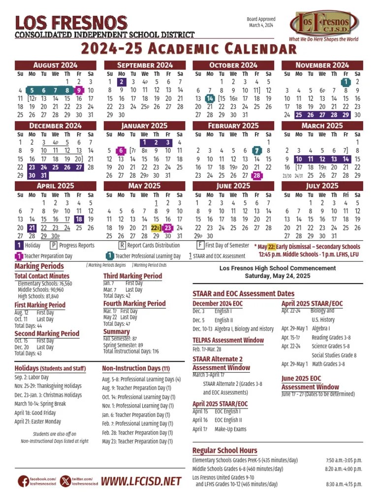 Los Fresnos CISD Academic Calendar 2526 PDF