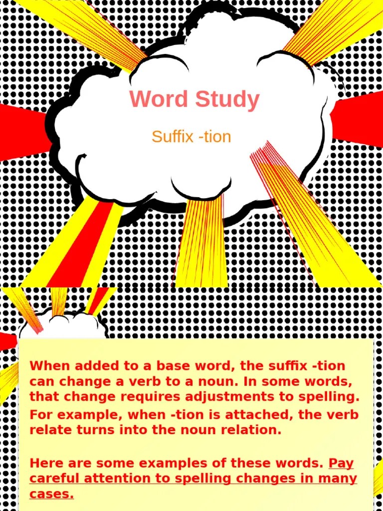 Word Study - Suffix -Tion | PDF