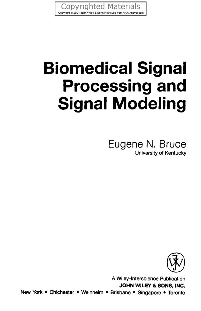 Bruce, E.N.biomedical Signal Processing&Signal Modeling PDF Signal (Electrical Engineering