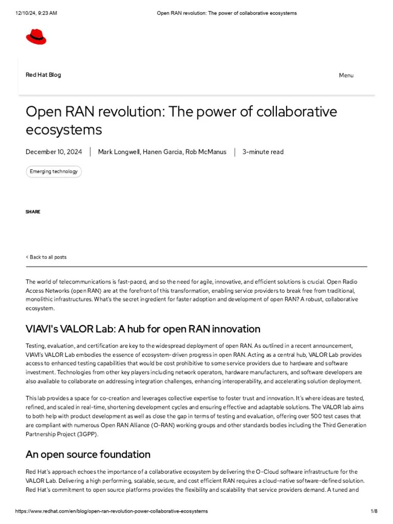 Open RAN Revolution The Power of Collaborative Ecosystems PDF