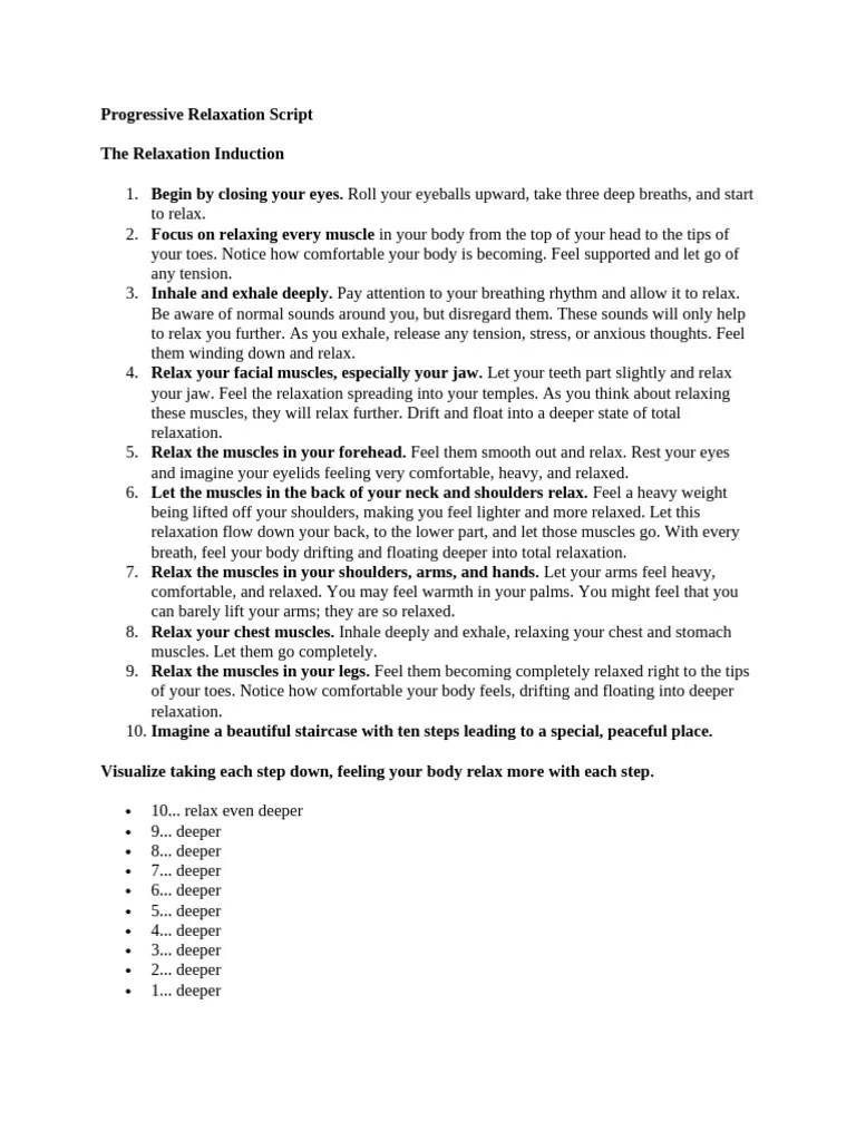Progressive Relaxation Script PDF Breathing