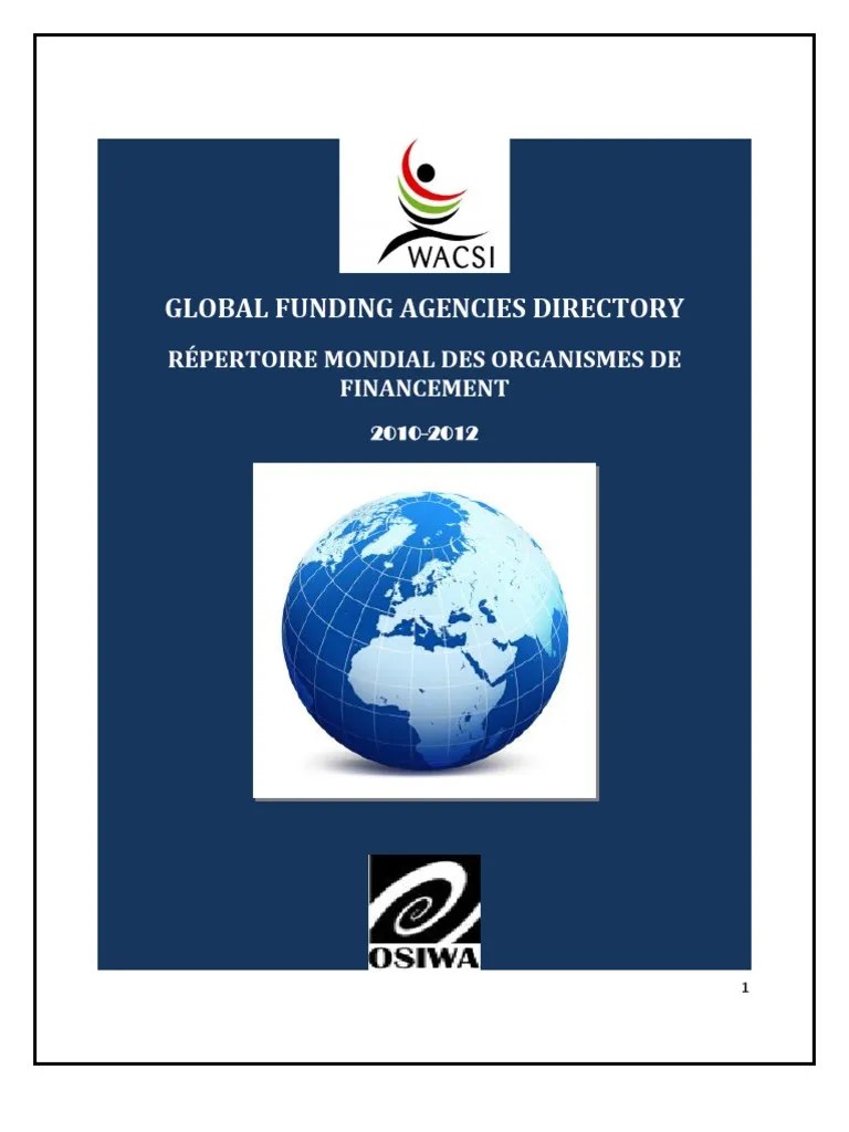 Global Funding Agencies Directory