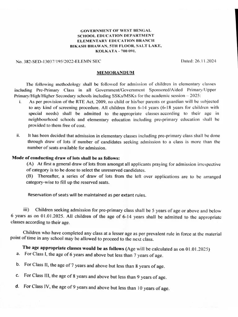 Admission Notification 2025 PDF