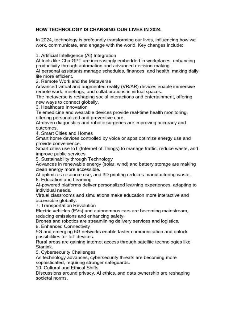 How Technology Is Changing Our Lives in 2024 PDF Of Things