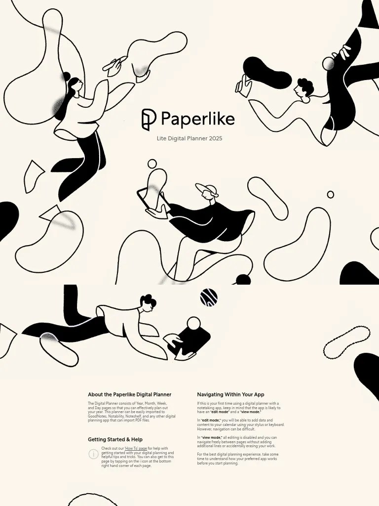 Free Paperlike 2025 Digital Planner Sunday start PDF