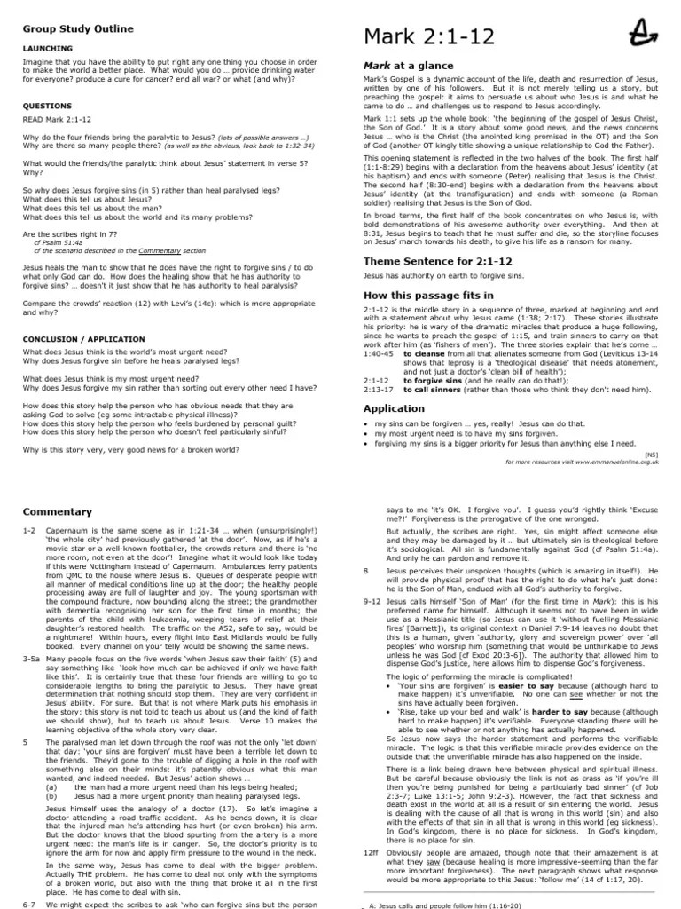 Mark2v112 PDF Jesus Gospel Of Mark(01)
