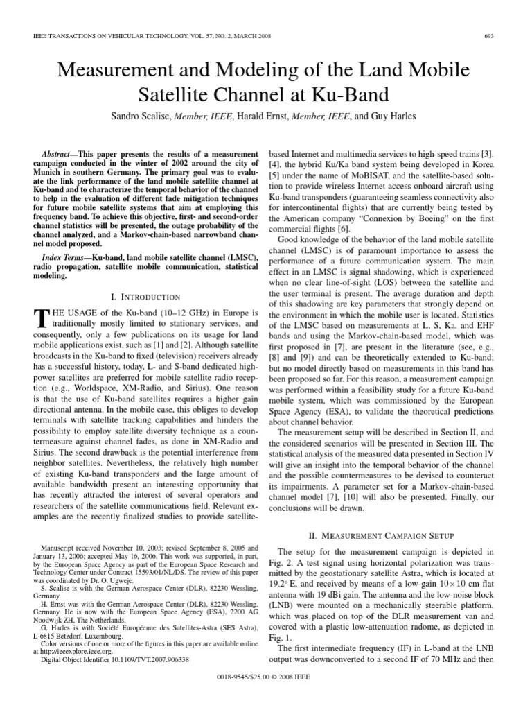 Measurement and Modeling of The Land Mobile Satellite Channel at KuBand PDF Antenna (Radio