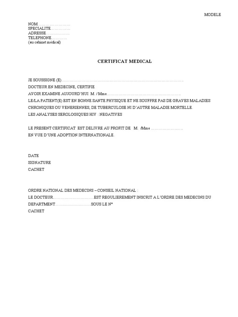 Certificat Medical
