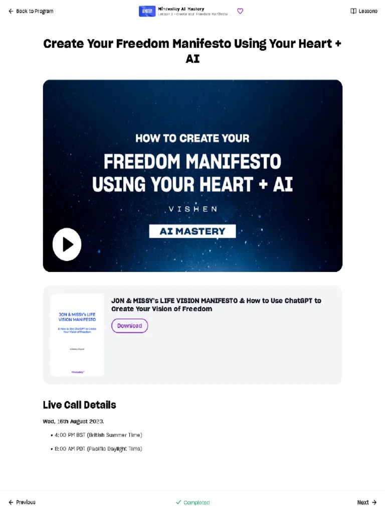 Create Your Freedom Manifesto with AI PDF