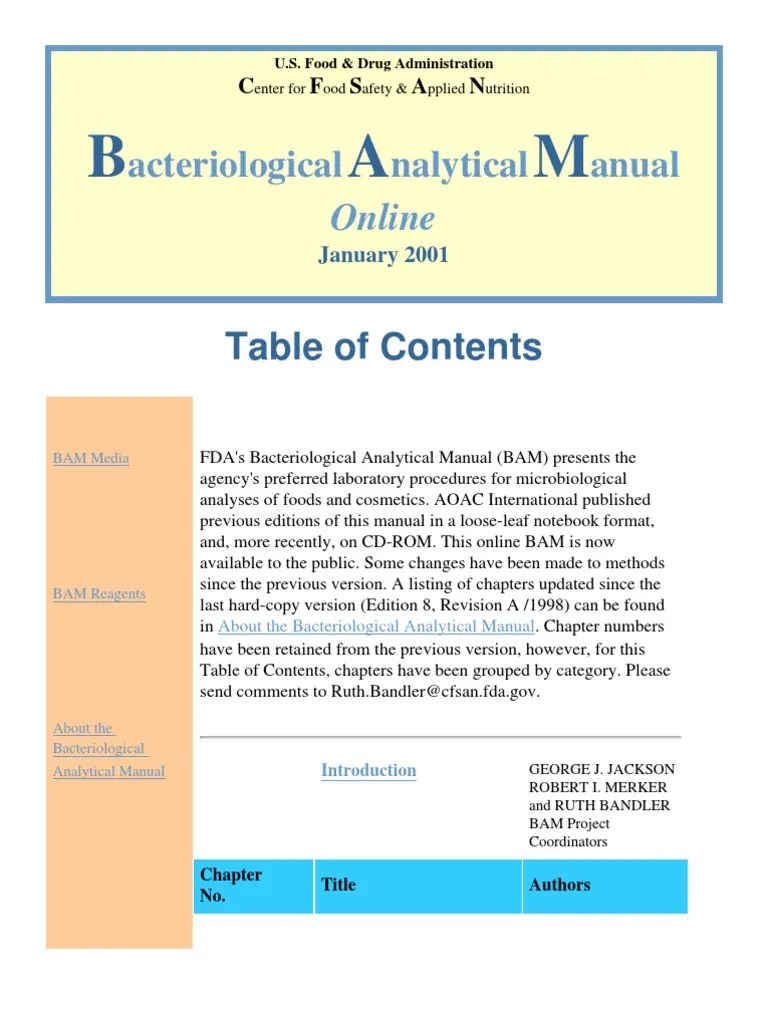 FDA Bacteriological Analytical Manual PDF Fruit Preserves Cooking