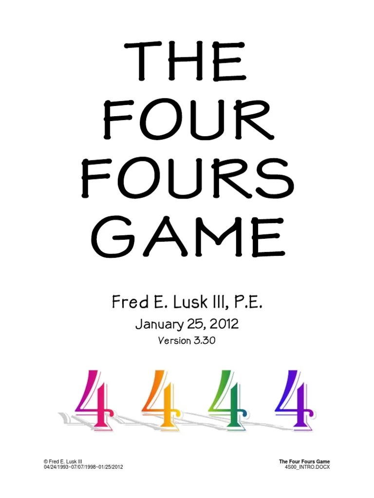 10++ Four Fours Worksheet Answer Key – Worksheets Decoomo