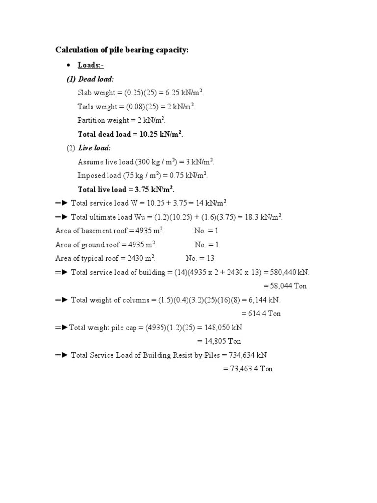 Calculation of Pile Bearing Capacity