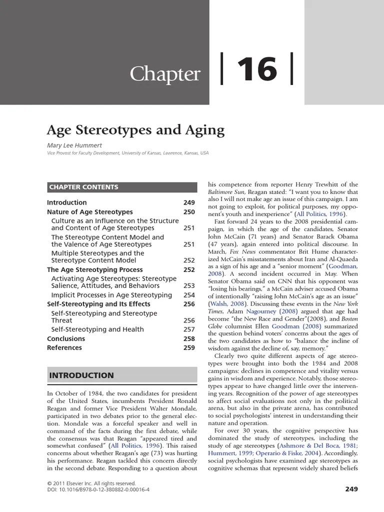 Age Stereotypes and Aging PDF Stereotypes Attitude (Psychology)