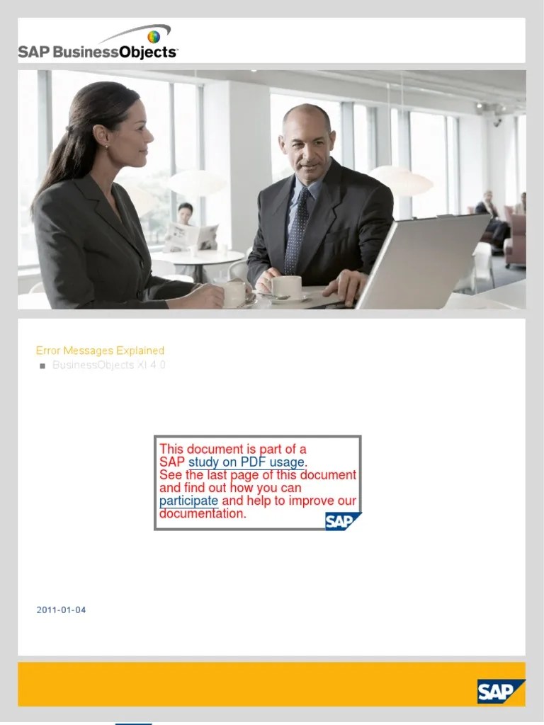 Error Messages Explained SAP BOBJ XI4.0 PDF Metadata Information