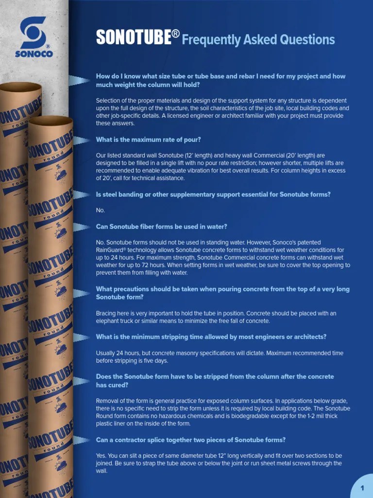 Sonotube FAQ Final PDF Concrete Masonry