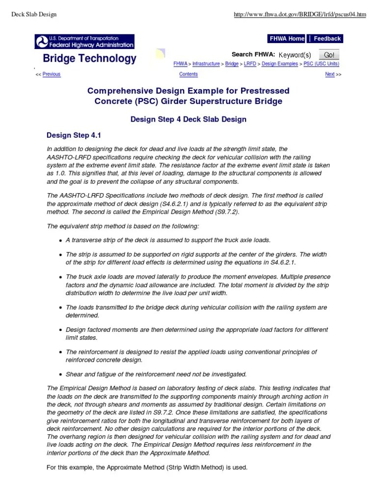 Deck Slab Design PDF Reinforced Concrete Prestressed Concrete