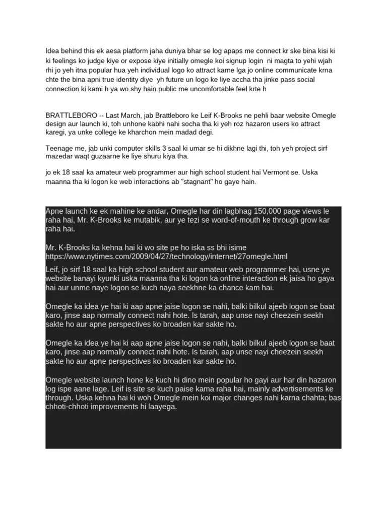 Omegle Connecting Strangers Anonymously Pdf Cyberspace World