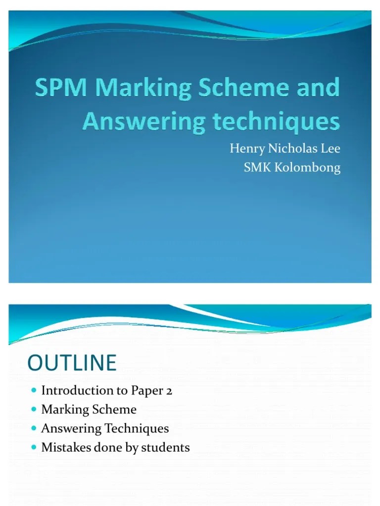 SPM Grading Scheme and Response Methods Paper 2 Question