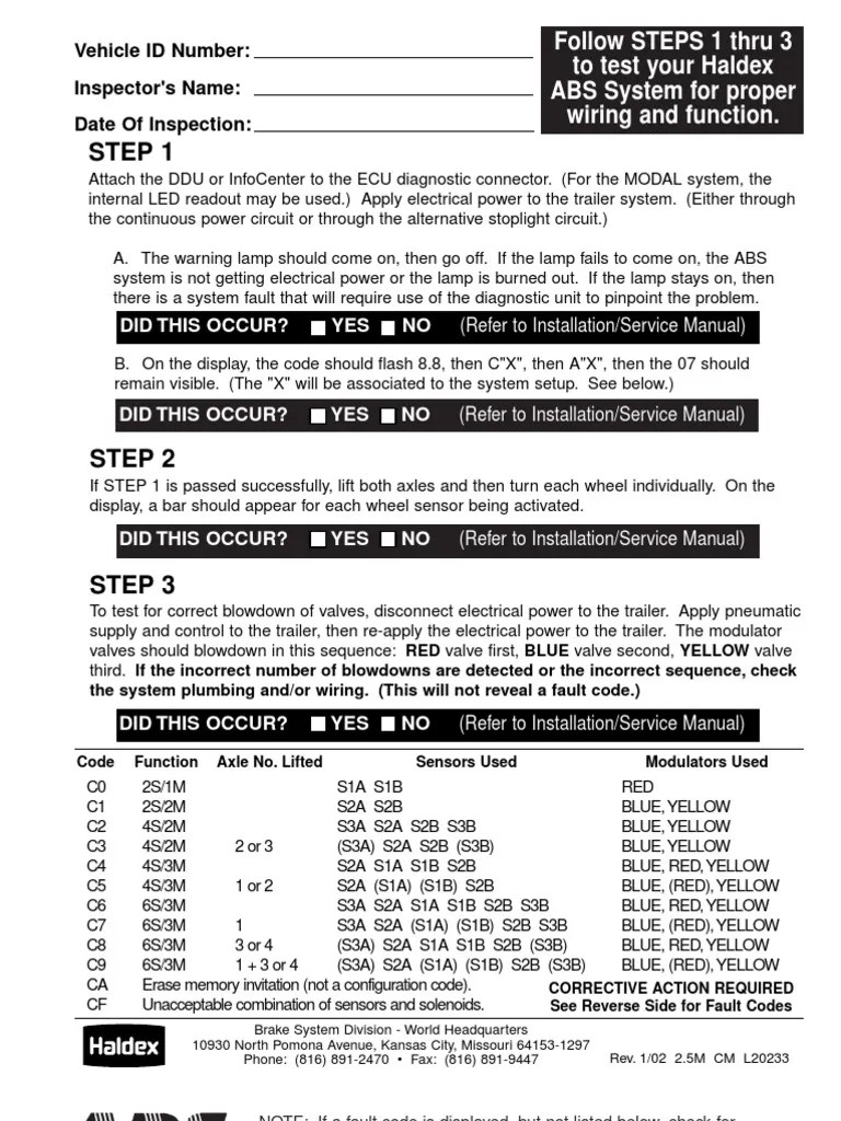 Abs Haldex Electrical Wiring Anti Lock Braking System