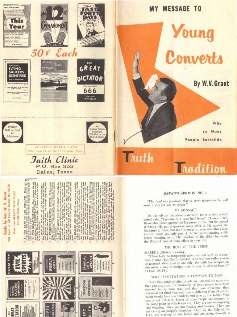 My Message To Young Converts by W. V. Grant, Sr. Sin Revelation