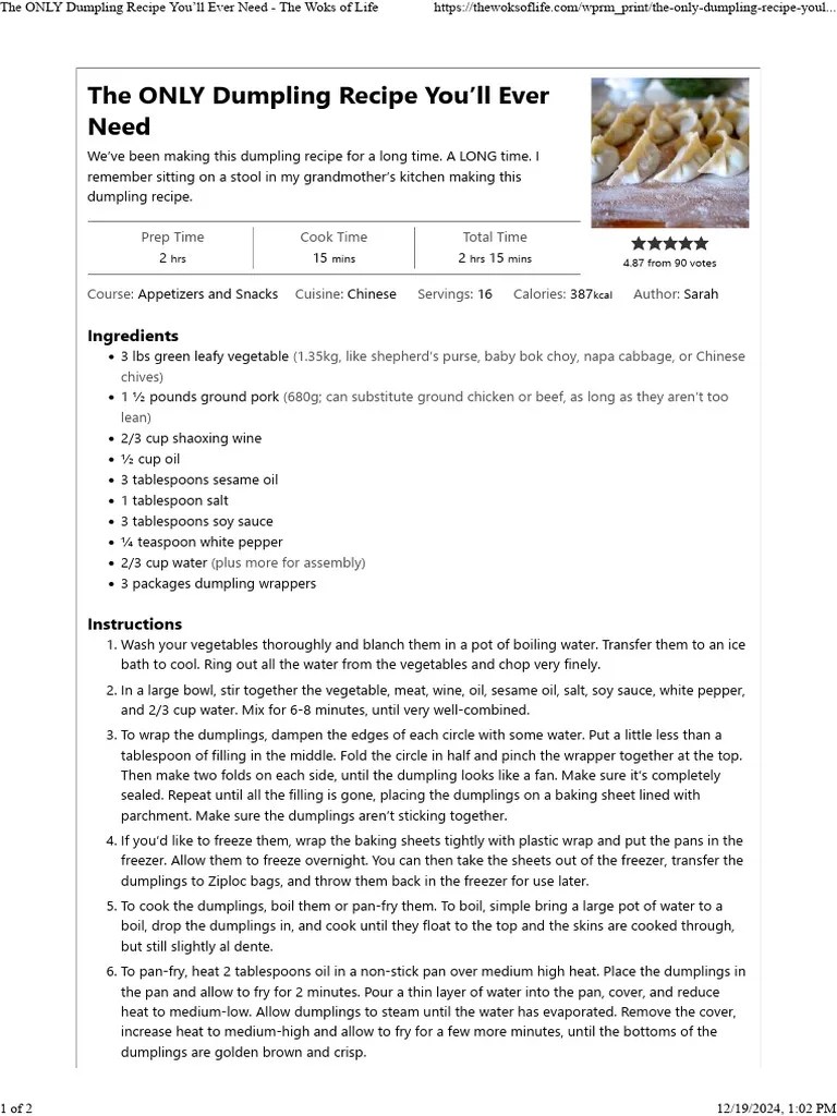 The ONLY Dumpling Recipe You'll Ever Need The Woks of Life PDF