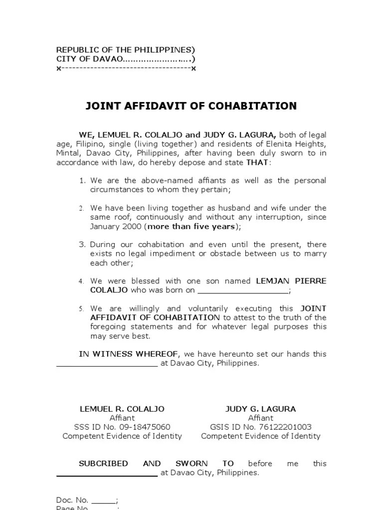 Affidavit of Cohabitationcolaljo