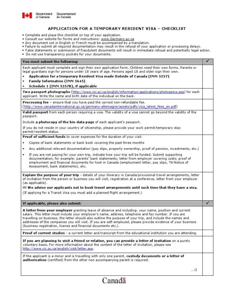 Required Documents Canada Travel Visa Mail