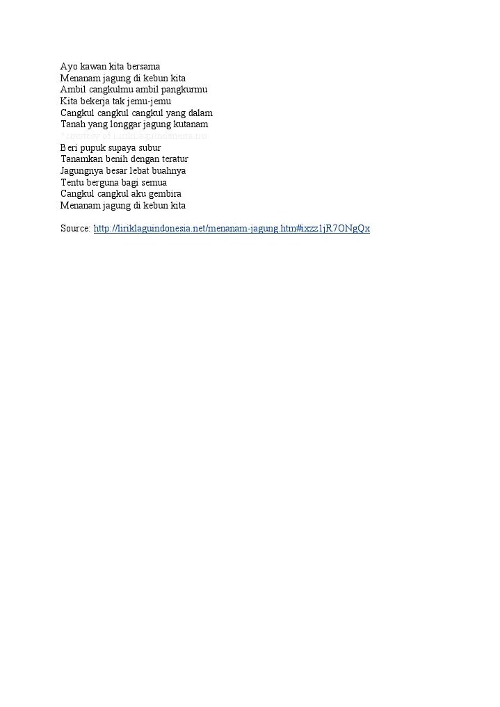 Lirik Lagu Menanam Jagung - Afrin | PDF