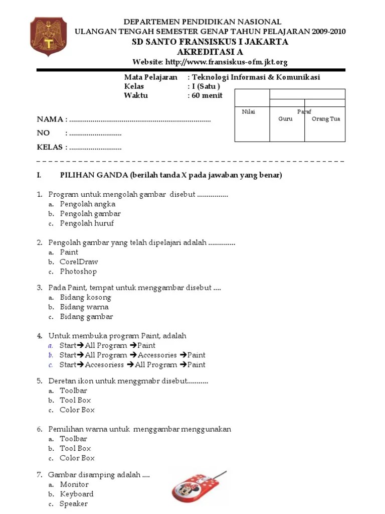 Latihan Soal SD Kelas 1