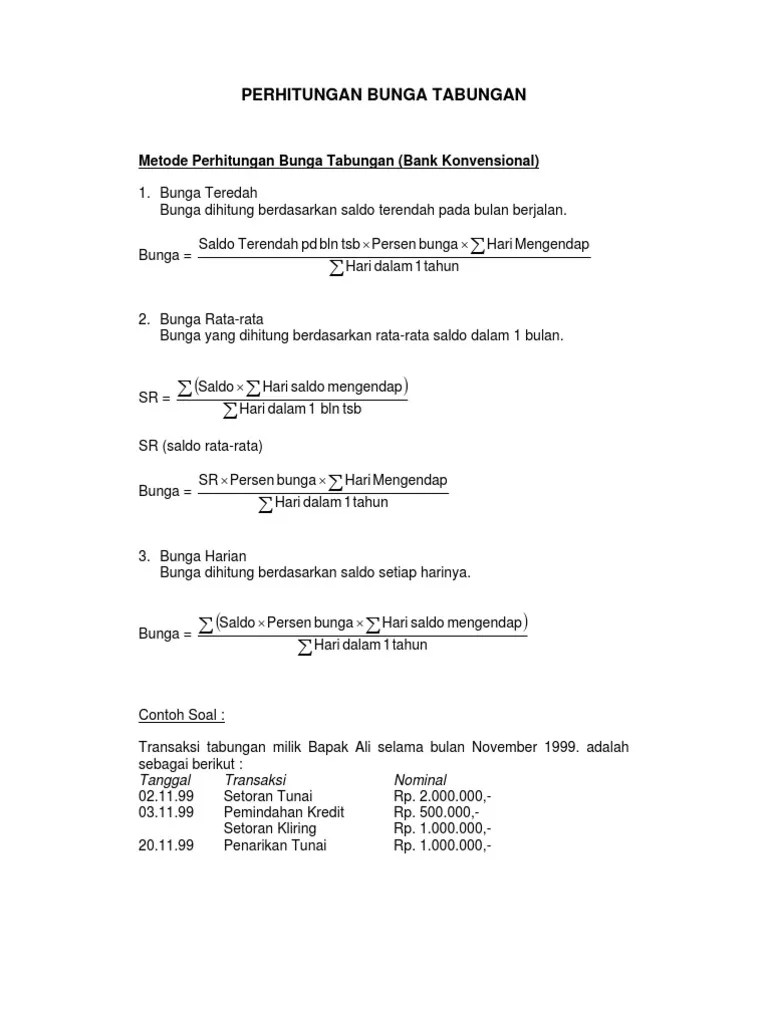 35+ Contoh Soal Bunga Tabungan Bank yang Wajib Diketahui Informasi