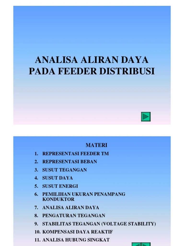 Analisa Aliran Daya Penyulang / Feeder Distribusi | PDF