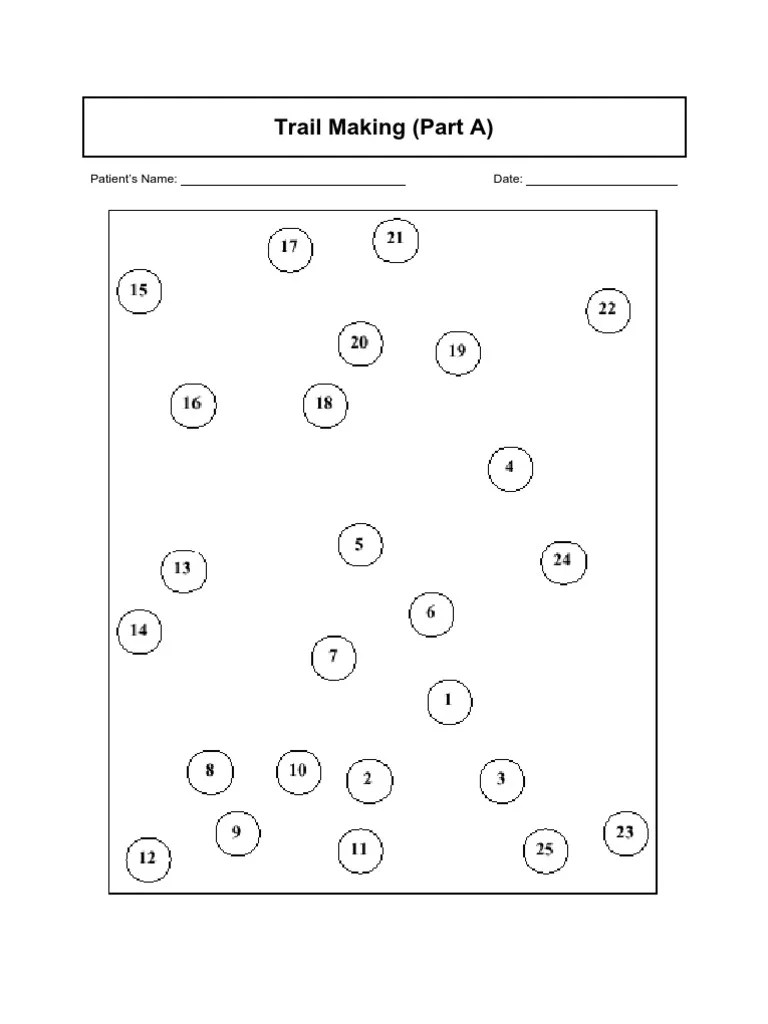 Printable Trail Making Worksheet