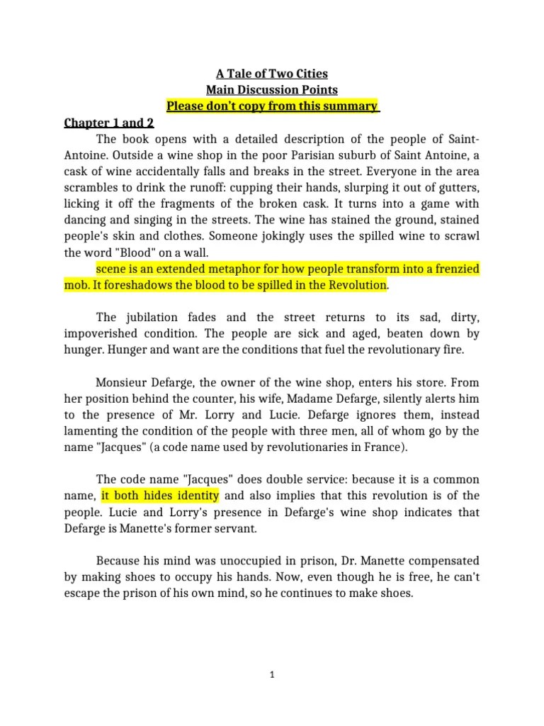 A Tale Of Two Cities Summary And Analysisch 110 Pdf A Tale Of