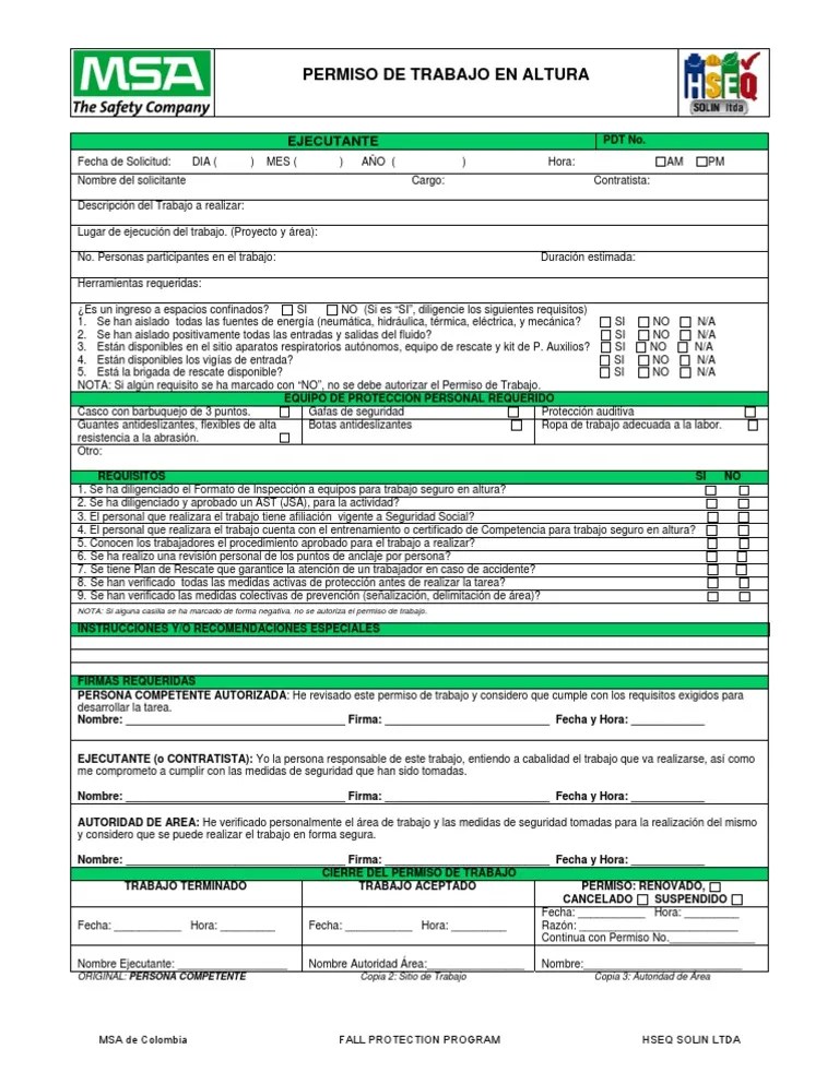 Permiso de Trabajo Altura