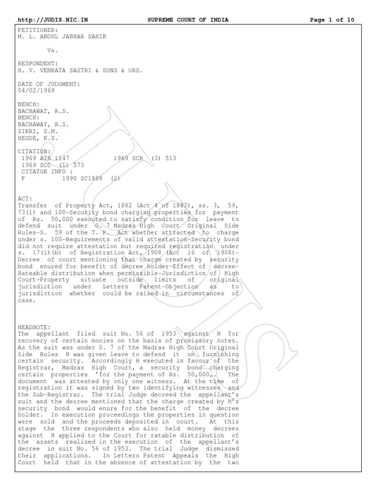 Essential Conditions of Valid Attestation of a Document 1969 Sc