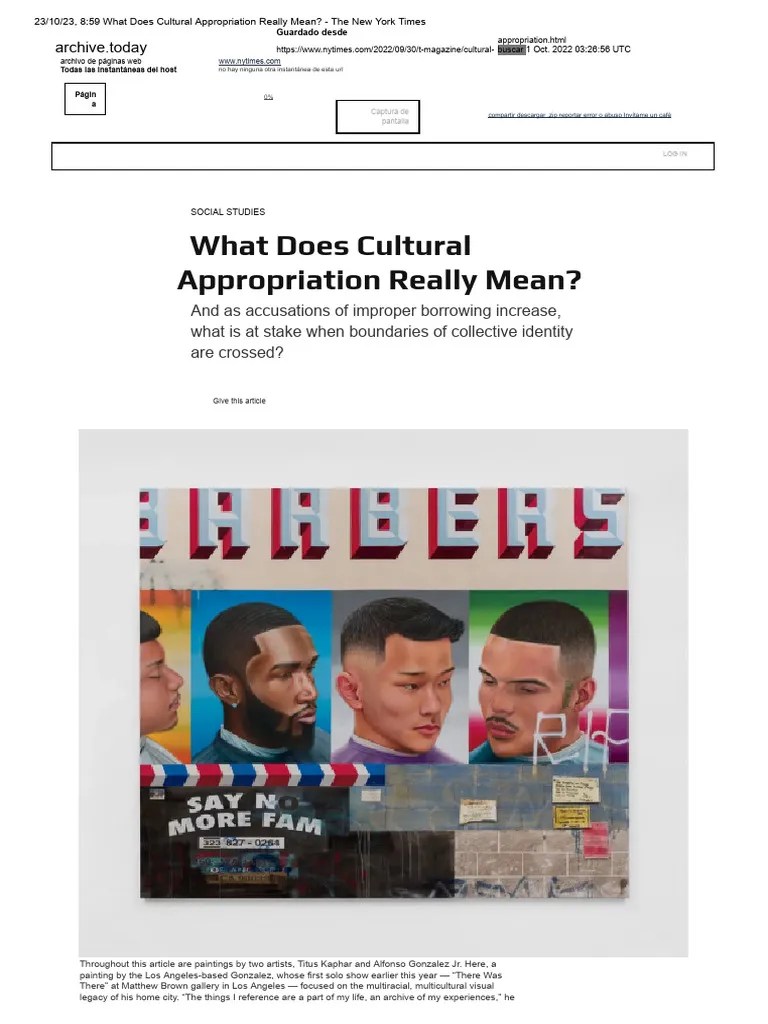 What Does Cultural Appropriation Really Mean The New York Times PDF